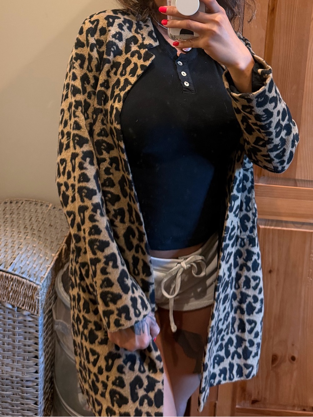 Leopard Print Open-Front Coat - Picture 3 of 5